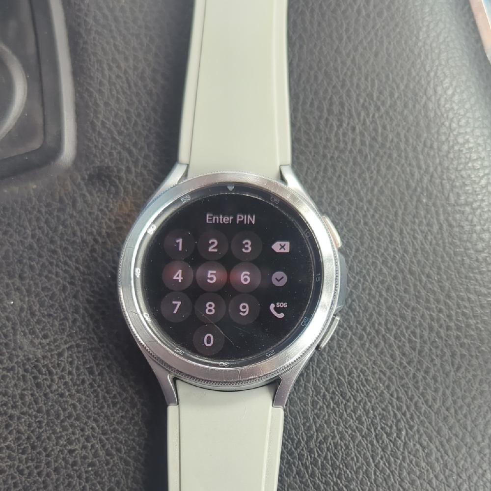 Samsung Silver Galaxy Watch 4 Classic with Grey Band